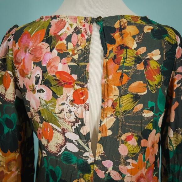 Meadow Rue Anthropologie Size 6 Minutiae Floral Keyhole Long Sleeve Tunic Dress - Picture 4 of 8